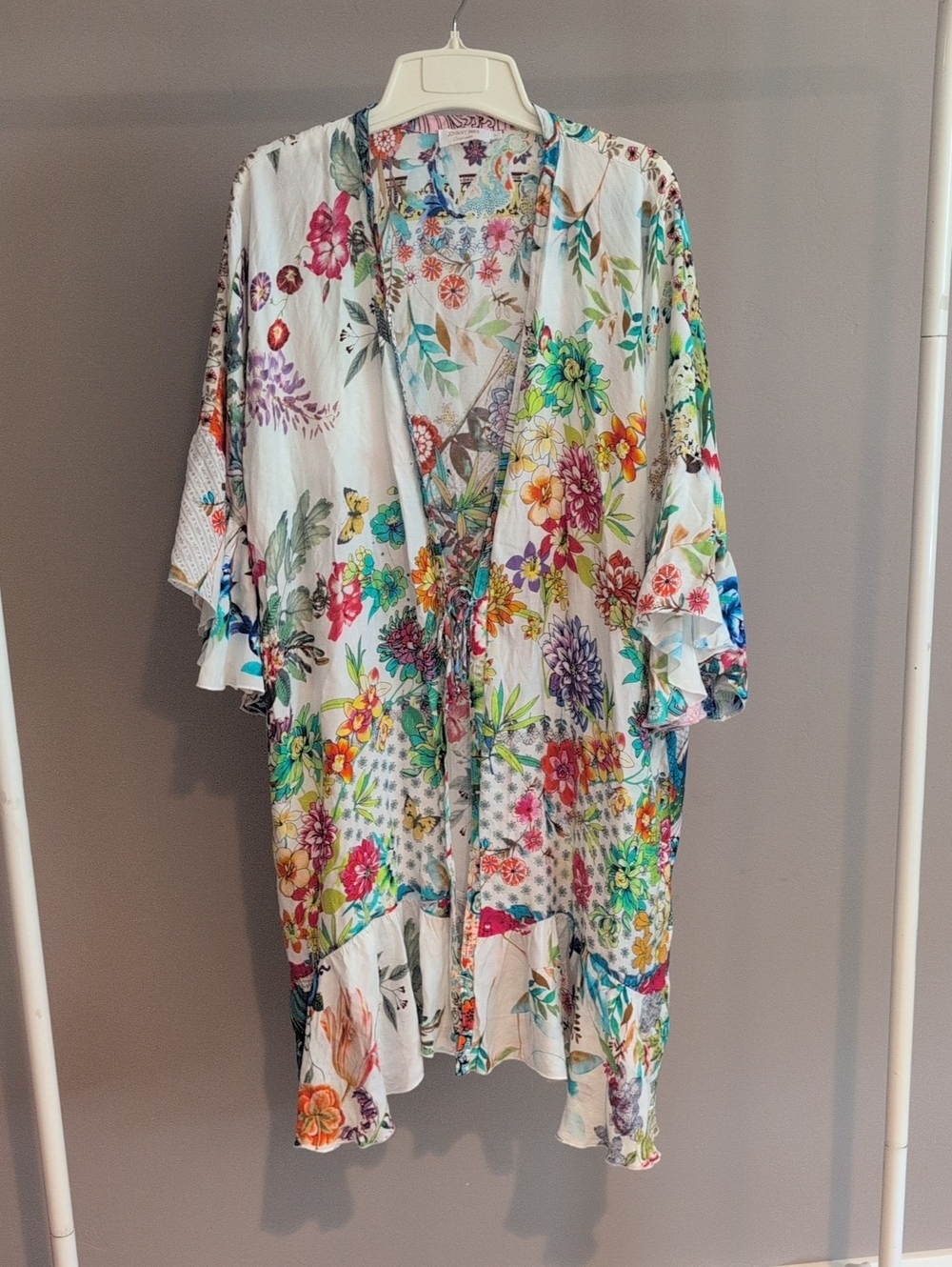 Johnny Was Norah Ruffle Kimono Silk Blend Size Large